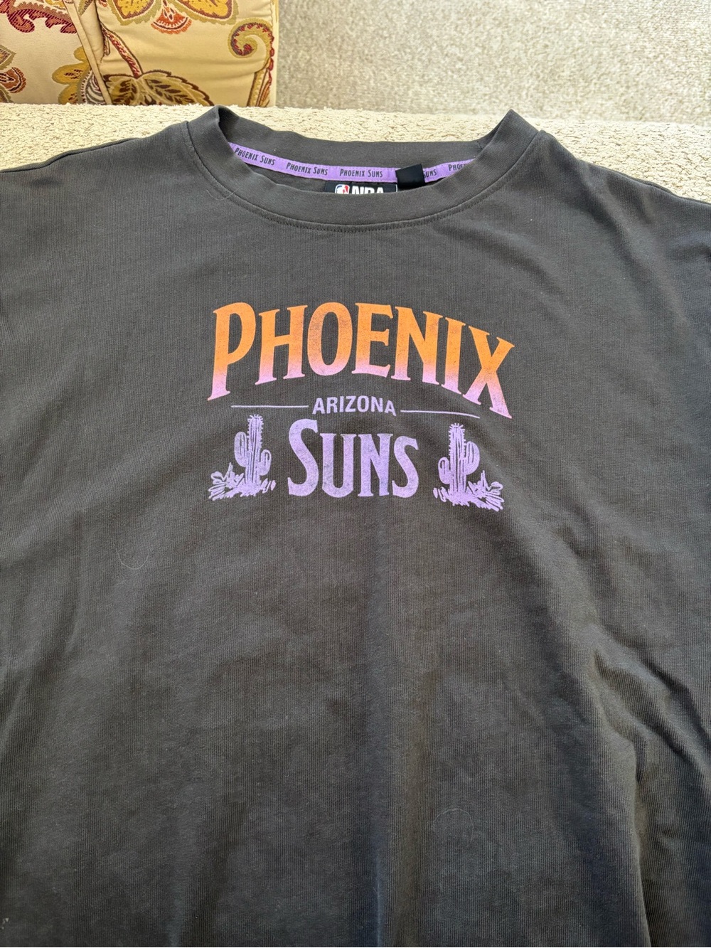 NBA Phoenix Suns Black Tee with Orange and Purple Team Logo